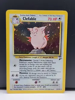 Pokemon TCG Clefable Holo Rare Card Base Set 2 5/130 Near Mint - Image 1