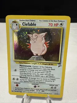 Pokemon TCG Clefable Holo Rare Card 5/130 Base Set 2 NM Condition - Image 1