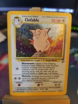 Pokemon TCG Clefable Base Set 2 Holo Unlimited Rare Card 5/130 LP - Image 1