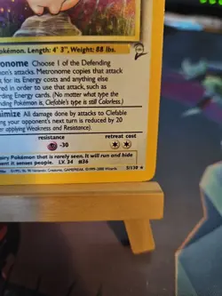 Pokemon TCG Clefable Base Set 2 Holo Unlimited Rare Card 5/130 LP - Image 4