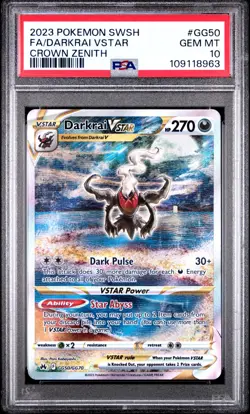 Darkrai VSTAR GG50/GG70 PSA 10 Crown Zenith Galarian Gallery Pokemon 2023 GG50 - Image 1
