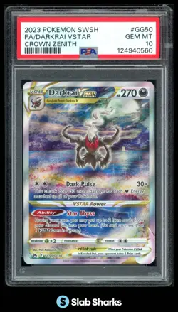 2023 POKEMON CROWN ZENITH#GG50/GG70 DARKRAI VSTAR GALARIAN GALLERY PSA 10 - Image 1