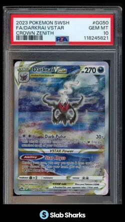2023 POKEMON SWSH CROWN ZENITH #GG50/GG70 DARKRAI VSTAR GALARIAN GALLERY PSA 10 - Image 1
