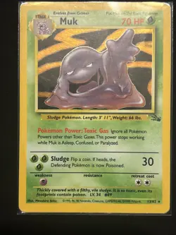 Pokemon Fossil Holo Rare Muk 13/62 Unlimited Edition PL/MP, English - Image 1