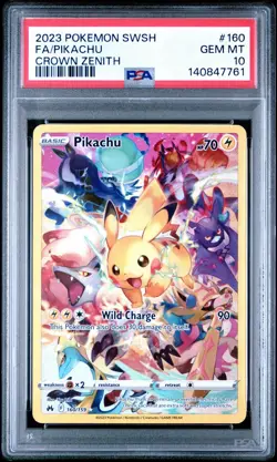 2023 POKEMON SWORD & SHIELD CROWN ZENITH #160 FULL ART/PIKACHU PSA 10 - Image 1