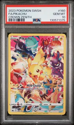 2023 POKEMON SWORD & SHIELD CROWN ZENITH #160 FULL ART/PIKACHU PSA 10 - Image 1