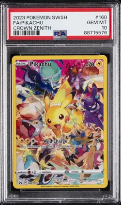 2023 POKEMON SWORD & SHIELD CROWN ZENITH #160 FULL ART/PIKACHU PSA 10 - Image 1