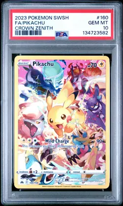 2023 POKEMON SWORD & SHIELD CROWN ZENITH #160 FULL ART/PIKACHU PSA 10 - Image 1