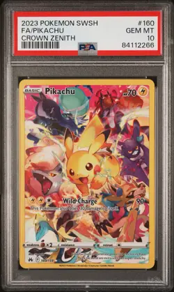 2023 POKEMON SWORD & SHIELD CROWN ZENITH #160 FULL ART/PIKACHU PSA 10 - Image 1