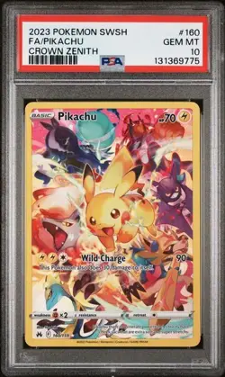 2023 POKEMON SWORD & SHIELD CROWN ZENITH #160 FULL ART/PIKACHU PSA 10 - Image 1