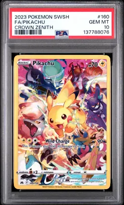 2023 POKEMON SWORD & SHIELD CROWN ZENITH #160 FULL ART/PIKACHU PSA 10 - Image 1