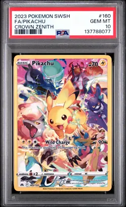 2023 POKEMON SWORD & SHIELD CROWN ZENITH #160 FULL ART/PIKACHU PSA 10 - Image 1
