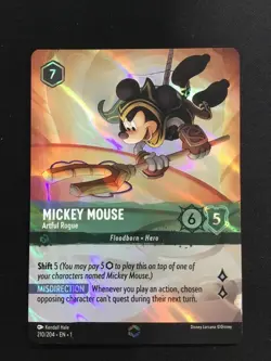 Mickey Mouse Artful Rogue 210/204, Enchanted Foil, The First Chapter, Lorcana - Image 1