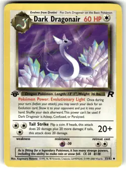 Pokemon TCG Team Rocket 1st Edition #33/82 Dark Dragonair LP+ - Image 1