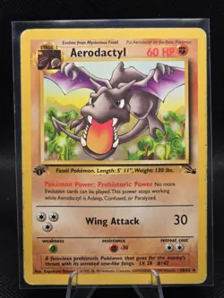 1999 Pokemon Fossil 1st Edition #16/62 Aerodactyl Non-Holo Rare MP/HP - Image 1