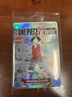 SEALED One Piece US Voyage Card Monkey D. Luffy College Basketball - Gonzaga - Image 1