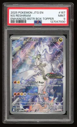 PSA 9 MINT N's Reshiram IR Stamped Journey Together 167/159 Pokemon Card TCG - Image 1