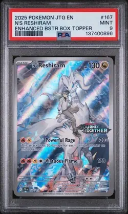 Pokemon TCG N's Reshiram Illustration Rare Card 167/159 Journey Together PSA 9 - Image 1