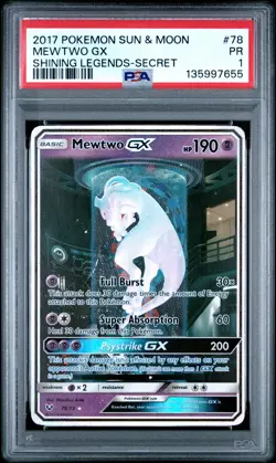 PSA 1 Mewtwo GX 78/73 2017 Shining Legends Secret Rare Pokemon Card - Image 1