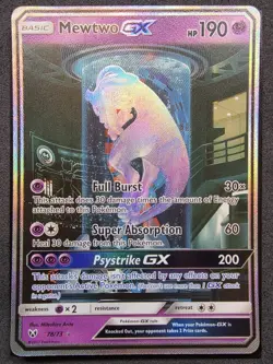 Pokemon Mewtwo GX TCG Shining Legends Holo Card 78/73 Secret Rare - Image 1
