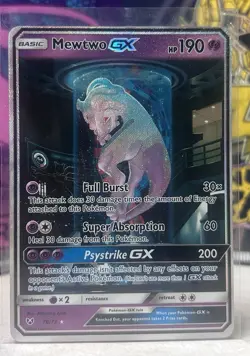 Pokemon Mewtwo GX TCG Shining Legends Holo Card 78/73 Secret Rare - Image 1