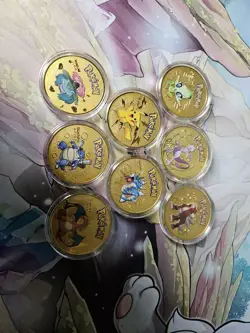 Pokemon Coins Gold Metal COIN Birthday Pikachu Charizard Blastoise Card Coins - Image 3