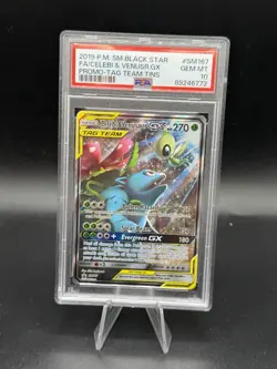 2019 POKEMON SM BLACK STAR PROMO #SM167 FULL ART/CELEBI & VENUSAUR GX PSA 10 - Image 1