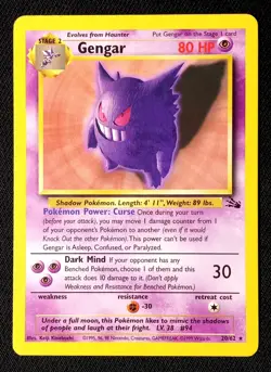 Gengar 20/62 Base Set Non-Holo Rare Pokemon Card Vintage WOTC - Image 1