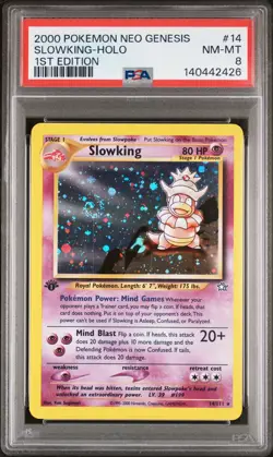 2000 POKEMON NEO GENESIS 1ST ED #14 SLOWKING-HOLO PSA 8 - Image 1