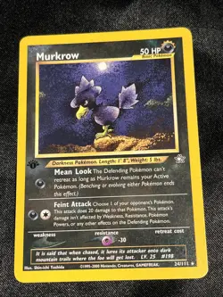 Pokemon Vintage 1st Edition Non-Holo Rare Murkrow Neo Genesis 24/111 WotC - Image 1