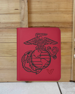 Marine Corps Emblem Laser Engraved Binder 4 Pocket Toploader Made To Order - Image 1