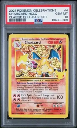 2021 POKEMON CELEBRATIONS CLASSIC COLLECTION #4 CHARIZARD-HOLO PSA 10 GEM MINT - Image 1