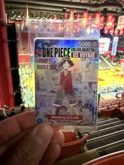 One Piece Monkey D. Luffy US Voyage College Basketball Card Sealed - Image 1