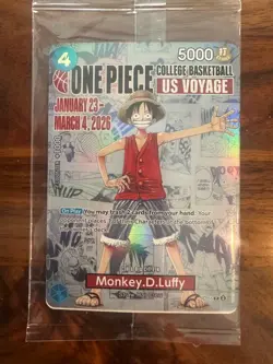 One Piece College Basketball US Voyage Monkey D. Luffy Trading Card Sealed - Image 1