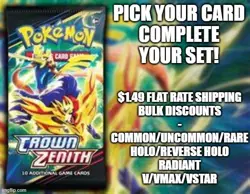 Flat Shipping Crown Zenith Singles C/UC/R/H/RH/VMax/VStar Pick Your Card Pokemon - Image 1