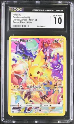 2023 Pokemon Crown Zenith Pikachu 160/159 Secret Rare Holo CGC 10 GEM MINT - Image 1