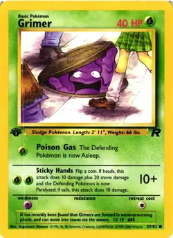 Pokemon Team Rocket #57/82 Grimer 1st Edition Common VLP - Image 1