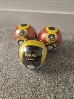 3 Pokeball Tins New E25 Sealed With Display Box 18 Booster Packs Pokemon Tcg - Image 1