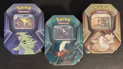 NEW Pokemon TCG Slaking Tyranitar & Darkrai Collectors Tins Lot Of 3 SEALED - Image 1
