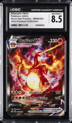 2022 POKEMON BLACK STAR PROMOS ULTRA-PREM COLL #SWSH261 CHARIZARD VMAX CGC 8.5 - Image 1