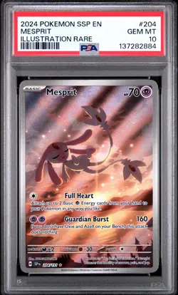 2024 POKEMON SSP EN-SURGING SPARKS ILLUSTRATION RARE #204 MESPRIT PSA 10 - Image 1