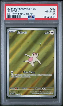 2024 POKEMON SSP EN-SURGING SPARKS ILLUSTRATION RARE #212 SLAKOTH PSA 10 - Image 1
