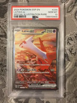 2024 POKEMON SSP EN-SURGING SPARKS SPECIAL ILLUSTRATION RARE LATIAS EX PSA 10 - Image 1