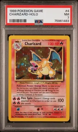 1999 POKEMON GAME BASE SET #4 CHARIZARD HOLO PSA 7 - Image 1