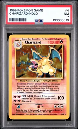 1999 POKEMON GAME #4 CHARIZARD-HOLO PSA 7 - Image 1