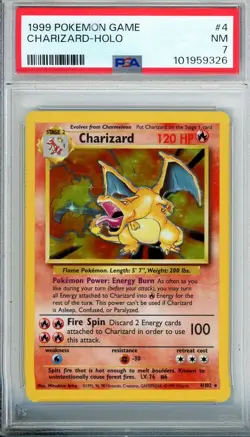 1999 POKEMON GAME #4 CHARIZARD HOLO PSA 7 - Image 1