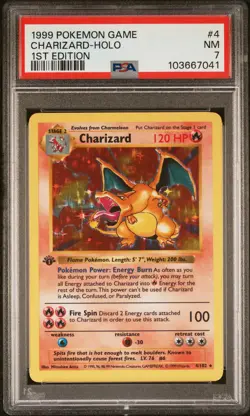 1999 Pokemon Game #4 Charizard-Holo 1st Edition PSA 7 c - Image 1