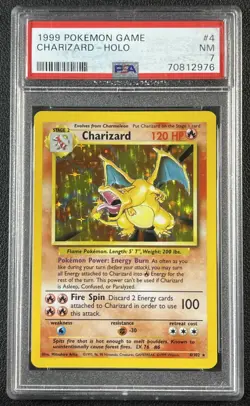 CHARIZARD PSA 7 1999 POKEMON GAME #4/102 RARE HOLO 2976 - Image 1