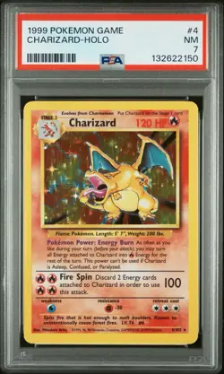 1999 Pokemon Game #4 Charizard-Holo Card PSA 7 - Image 1