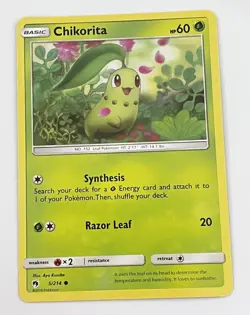 Chikorita 5/214 - MP SM Lost Thunder - 2018 Common Pokemon TCG Card - Image 1